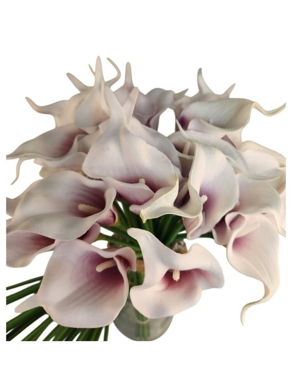 Lavender Purple and White Faux Calla Lily Stems 15 Inch Wedding Artificial Flowe - Picture 5 of 11